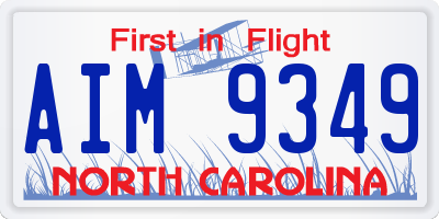 NC license plate AIM9349