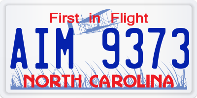 NC license plate AIM9373