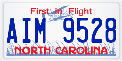 NC license plate AIM9528