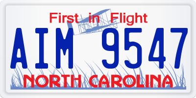NC license plate AIM9547