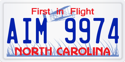 NC license plate AIM9974