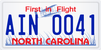 NC license plate AIN0041