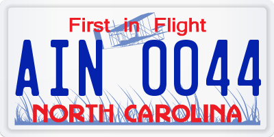 NC license plate AIN0044
