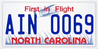 NC license plate AIN0069