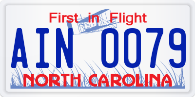 NC license plate AIN0079