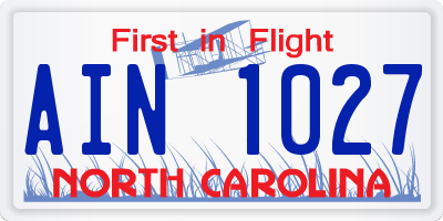 NC license plate AIN1027