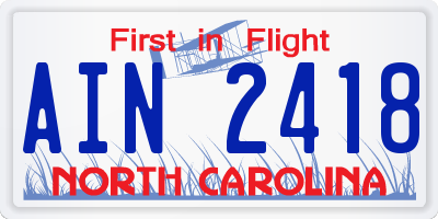 NC license plate AIN2418