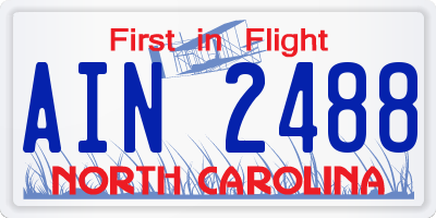 NC license plate AIN2488