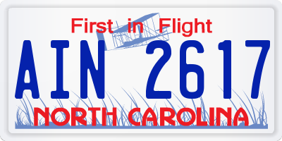 NC license plate AIN2617