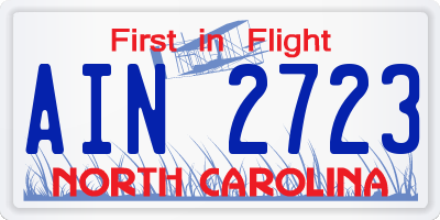 NC license plate AIN2723