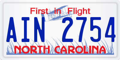 NC license plate AIN2754