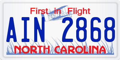 NC license plate AIN2868