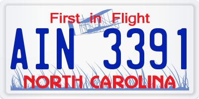 NC license plate AIN3391