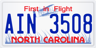 NC license plate AIN3508
