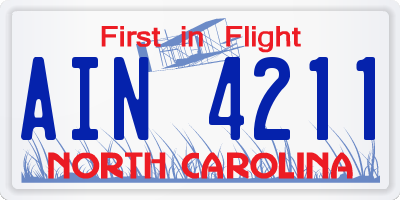 NC license plate AIN4211