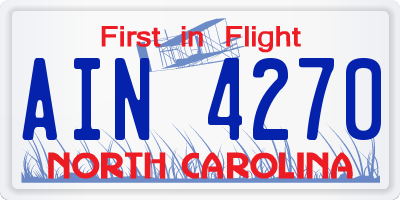 NC license plate AIN4270