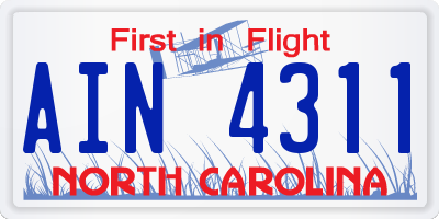 NC license plate AIN4311