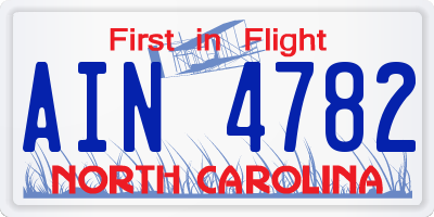 NC license plate AIN4782