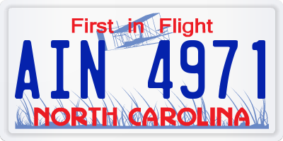 NC license plate AIN4971