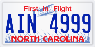NC license plate AIN4999