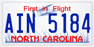 NC license plate AIN5184