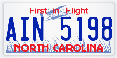 NC license plate AIN5198