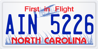 NC license plate AIN5226