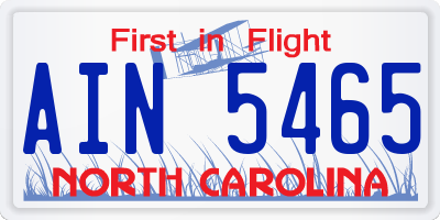 NC license plate AIN5465