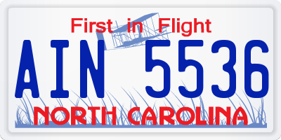 NC license plate AIN5536