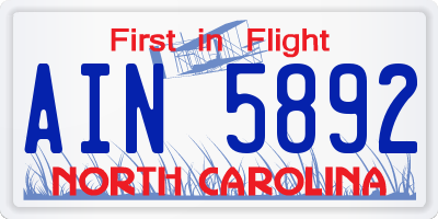 NC license plate AIN5892