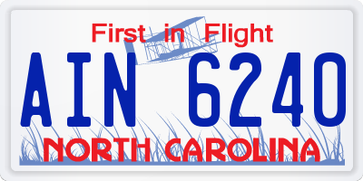 NC license plate AIN6240