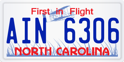 NC license plate AIN6306