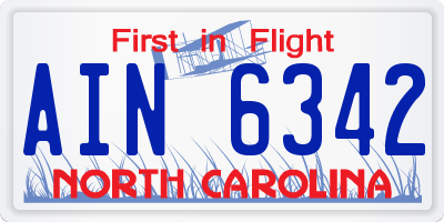 NC license plate AIN6342