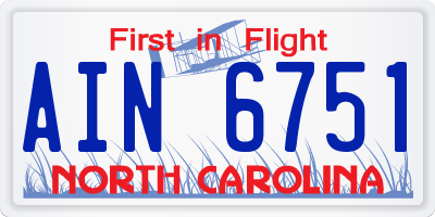 NC license plate AIN6751
