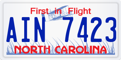 NC license plate AIN7423