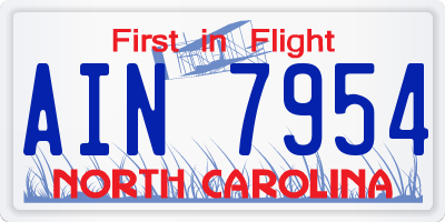 NC license plate AIN7954