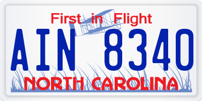 NC license plate AIN8340