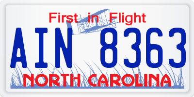 NC license plate AIN8363