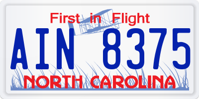 NC license plate AIN8375