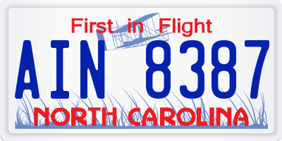 NC license plate AIN8387