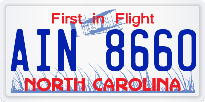 NC license plate AIN8660