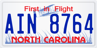 NC license plate AIN8764