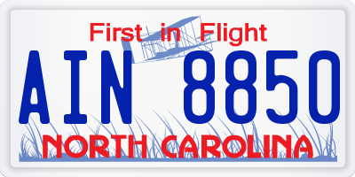 NC license plate AIN8850