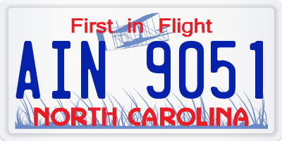 NC license plate AIN9051