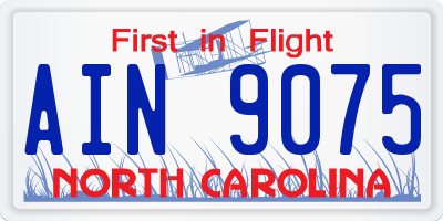 NC license plate AIN9075