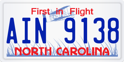 NC license plate AIN9138