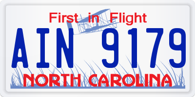 NC license plate AIN9179
