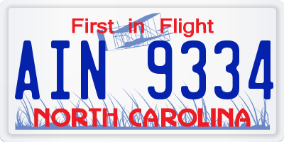 NC license plate AIN9334