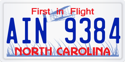 NC license plate AIN9384