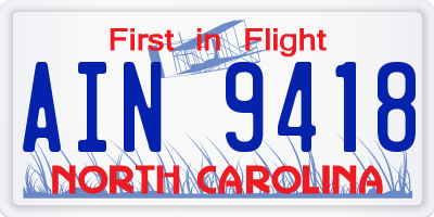 NC license plate AIN9418
